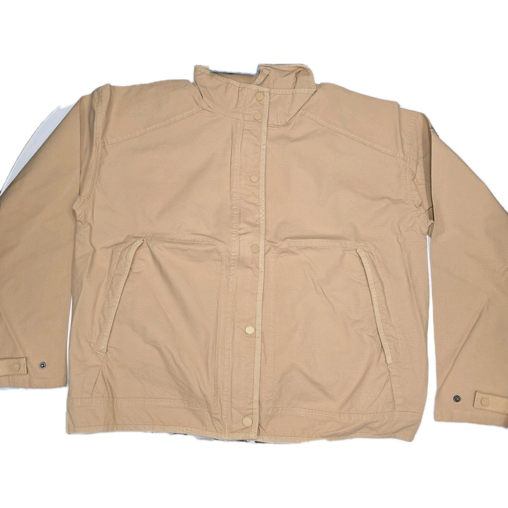 Columbia Sage Lake Jacket Womens L‎ NWT Tan Cotton Utility Snap Front withZipper